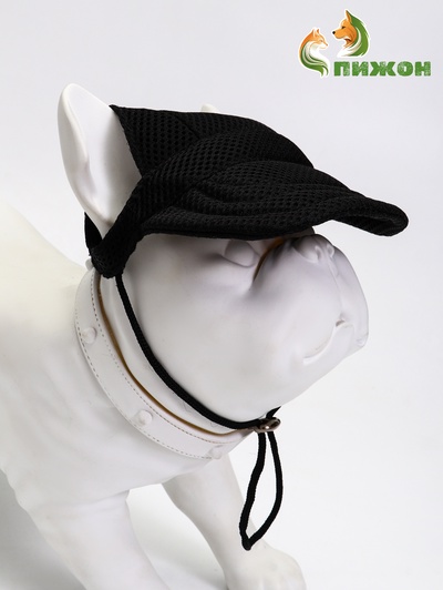 Кепка для собак и кошек, размер L, ОГ - 44 см, высота 13.5 см, чёрная