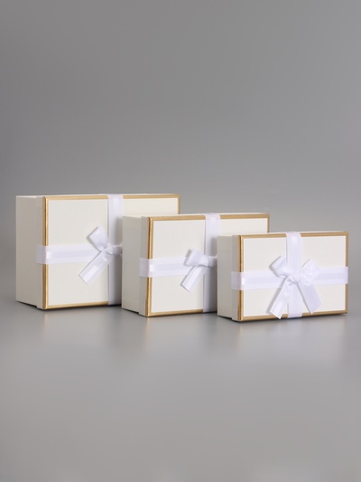 Набор подарочных коробок 3 в 1, прямоугольные, молочный, 23×16×9.5; 21×14×8; 19×12×6.5 см