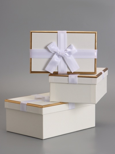 Набор подарочных коробок 3 в 1, прямоугольные, молочный, 23×16×9.5; 21×14×8; 19×12×6.5 см