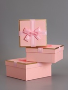 Наборк подарочных коробок 3 в 1, квадратные, розовый, 19×19×9.8 17×17×8.0 15×15×6.5 см  (артикул 10958782)  большой выбор товаров оптом и в розницу по низким ценам с доставкой
