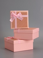 Наборк подарочных коробок 3 в 1, квадратные, розовый с золотым, 19×19×9.8 17×17×8.0 15×15×6.5 см  (артикул 10958786)  большой выбор товаров оптом и в розницу по низким ценам с доставкой