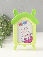 Фоторамка для фото 10×15 см «Домик с ушками зайки», пластик, зелёный, 2×16.7×26 см - фото 809503464