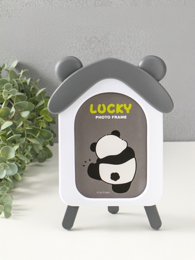 Фоторамка для фото 10×15 см «Домик с ушками мишки», пластик, бело-серый, 2×16.7×23.5 см