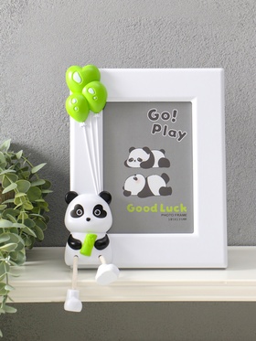 Фоторамка для фото 13×18 см «Пандочка с бамбуком», пластик, белый, вертикаль, 3.5×19×24.5 см