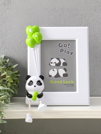 Фоторамка для фото 13×18 см «Пандочка с бамбуком», пластик, белый, вертикаль, 3.5×19×24.5 см