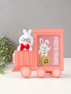 Фоторамка для фото 13×18 см «Зайка в поезде», пластик, розовый, 3×27.5×24.8 см - Фото 1