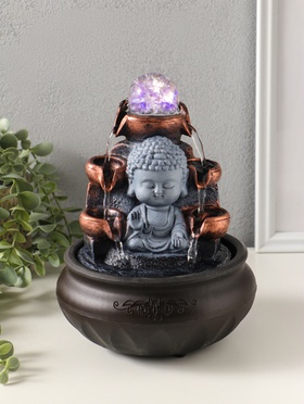 Фонтан настольный с подсветкой «Будда - мудра», 16×16×22 см