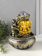 Фонтан настольный с подсветкой «Ганеша у цветущим лотосом», 16×16×23 см - фото 809503548