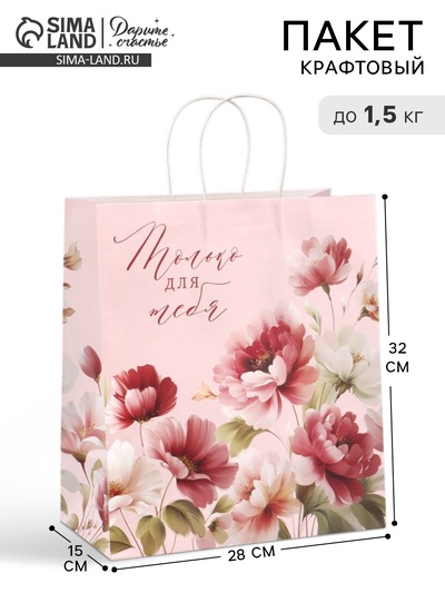 Пакет подарочный «Только для тебя», 28×32×15 см
