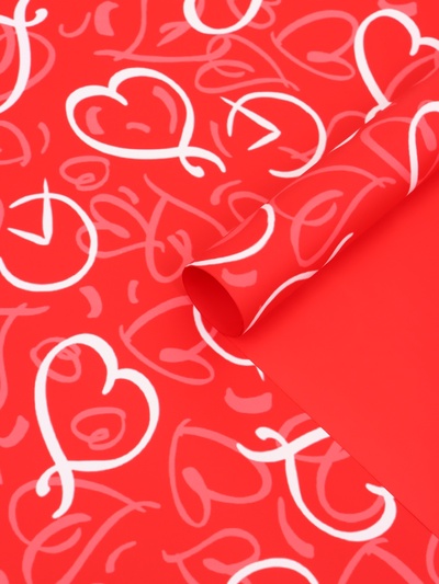 Пленка для цветов, «Сердца», красная, 57×57 см