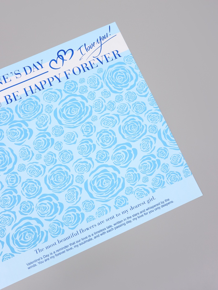 Пленка флористическая для цветов, «Цветы», голубая, 57×57 см - Фото 1