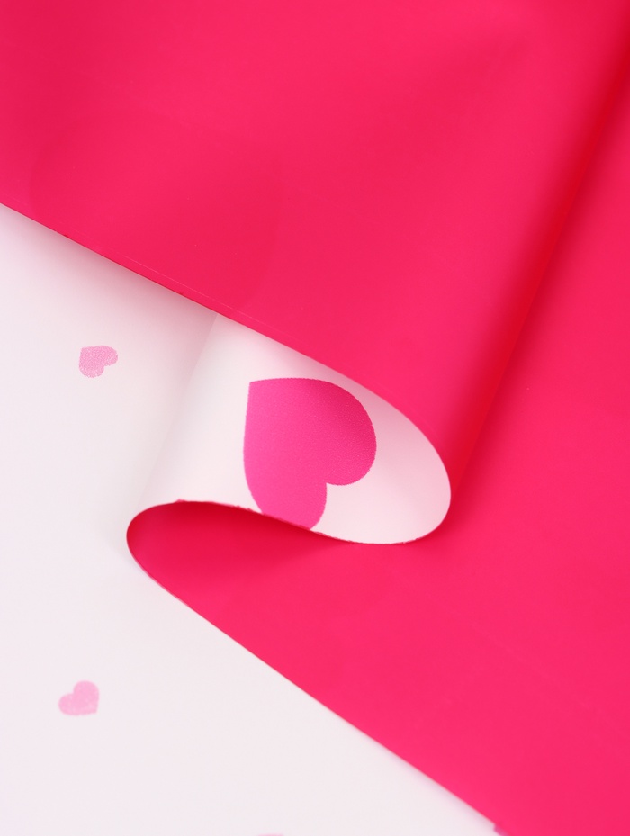 Пленка для цветов, «Сердца на белом», барби, 57×57 см