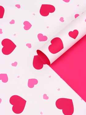 Пленка для цветов, «Сердца на белом», барби, 57×57 см