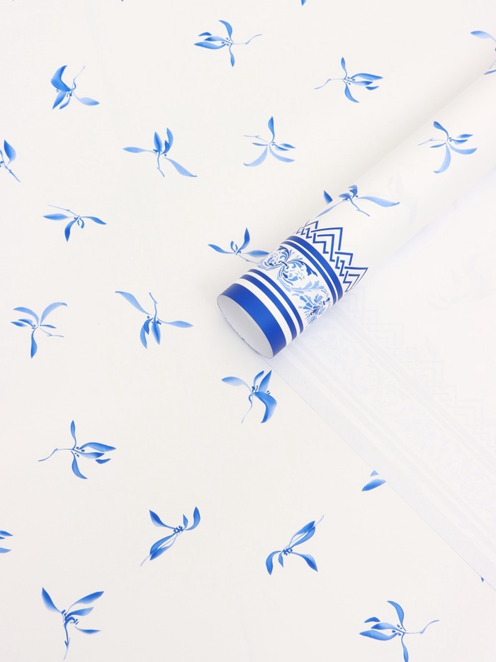 Пленка для цветов и букетов «Эскиз», белая с голубым, 57×57 см - Фото 1