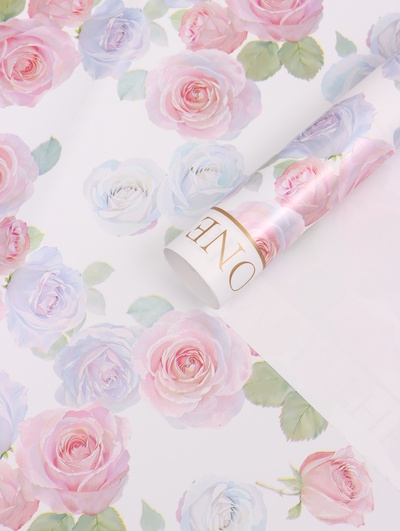 Пленка для цветов, «Розы», белая, 57×57 см