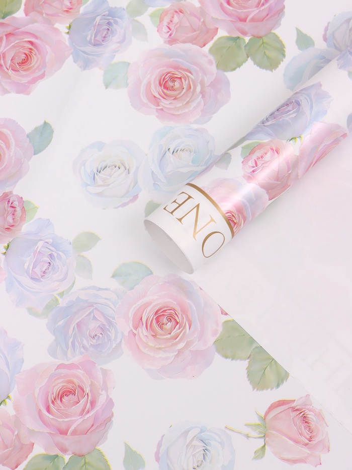 Пленка для цветов, «Розы», белая, 57×57 см - Фото 1