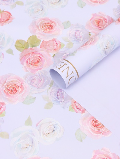 Пленка для цветов, «Розы», светло-фиолетовая, 57×57 см