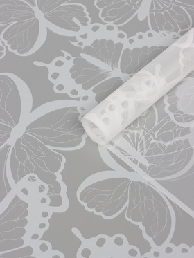 Пленка для цветов и букетов «Бабочки», белая, матовая, 57×57 см