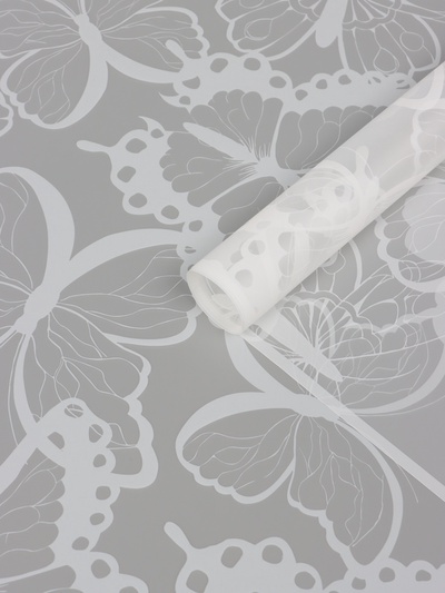 Пленка для цветов и букетов «Бабочки», белая, матовая, 57×57 см