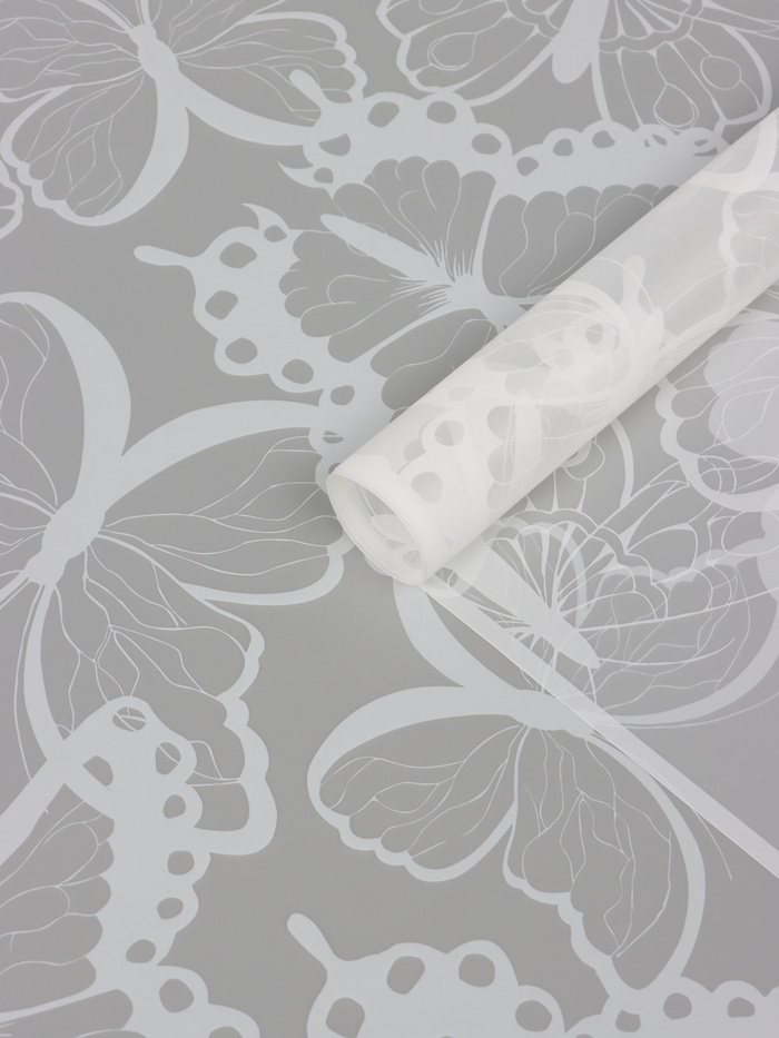 Пленка для цветов и букетов «Бабочки», белая, матовая, 57×57 см - Фото 1