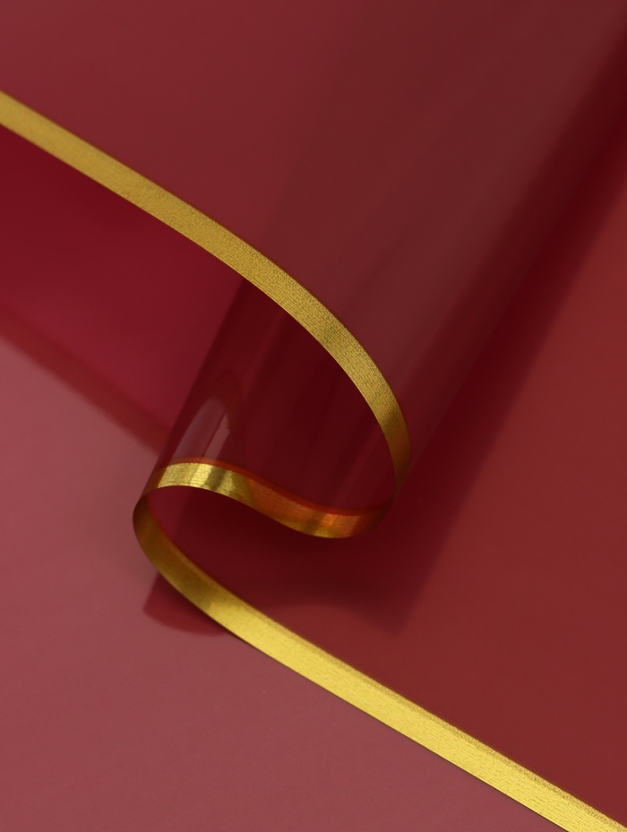 Пленка для цветов и букетов «Кайма с тиснением», винная, 57×57 см