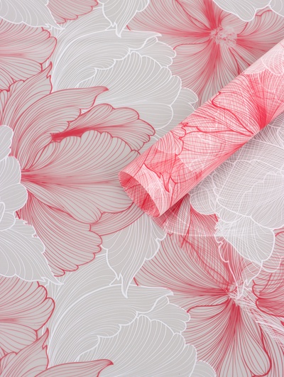 Пленка флористическая для цветов, «Акварельный эскиз», розовая, 57×57 см