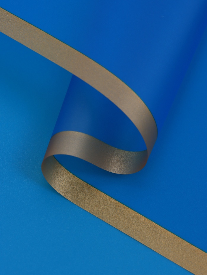 Пленка флористическая для цветов, «Бронзовая полоса», синяя, 57×57 см