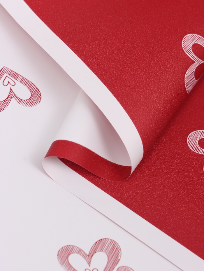 Пленка флористическая для цветов, «Двойные сердца», красная, 57×57 см