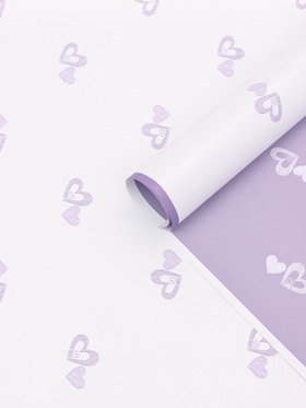 Пленка для цветов, «Двойные сердца», нежная сирень, 57×57 см