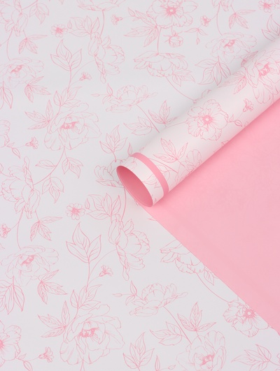 Плёнка флористическая для цветов, «Букет цветов», розовая, 57×57 см