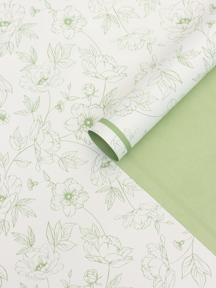 Пленка флористическая для цветов, «Букет цветов», зелёная, 57×57 см - Фото 1