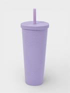 Стакан с крышкой и трубочкой Доляна «С собой», 400 мл, пластик PP, сиреневый - Фото 1