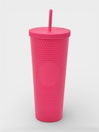 Стакан с крышкой и трубочкой Доляна «С собой», 900 мл, пластик PP, розовый - Фото 2