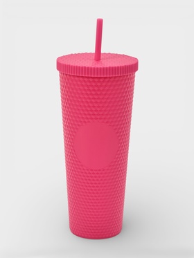 Стакан с крышкой и трубочкой Доляна «С собой», 900 мл, пластик PP, розовый  (артикул 10956475)  большой выбор товаров оптом и в розницу по низким ценам с доставкой