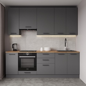 Кухонный гарнитур 2400х600 мм АНТРАЦИТ столешница Вотан 26мм