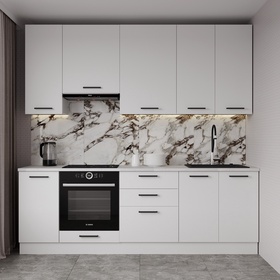 Кухонный гарнитур 2400х600 мм ЖЕМЧУГ столешница Марквина белый 26мм