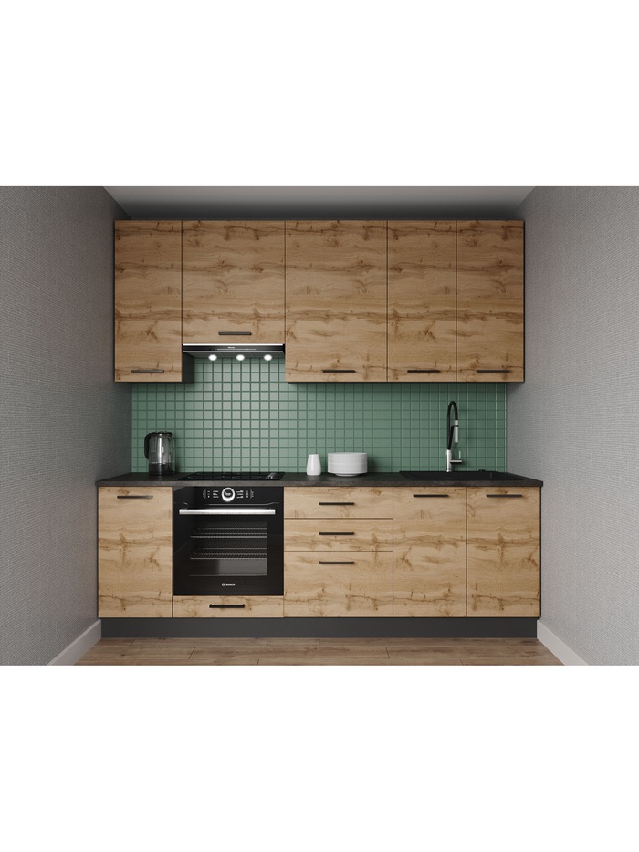 Кухонный гарнитур прямой «КРАФТ», 2400×600 мм, столешница 38 мм, цвет дуб вотан/детройт - Фото 1