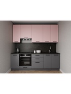Кухонный гарнитур прямой «РОЗА», 2400×600 мм, столешница 38 мм, цвет графит/розовый кварц/детройт - Фото 1