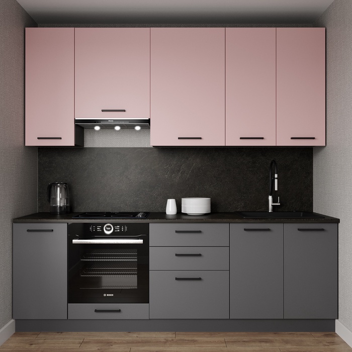 Кухонный гарнитур 2400х600 мм РОЗА столешница Детройт 38мм