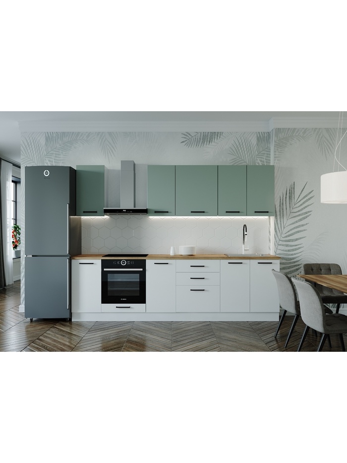 Кухонный гарнитур прямой «МУССОН», 2800×600 мм, цвет жемчуг/муссон дуб Вотан - Фото 1