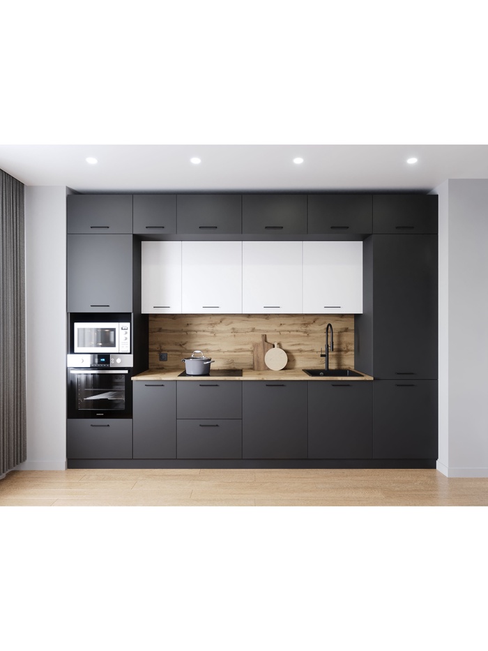 Кухонный гарнитур прямой «ВЕГАС», 3400×600 мм, цвет антрацит/жемчуг дуб Вотан - Фото 1