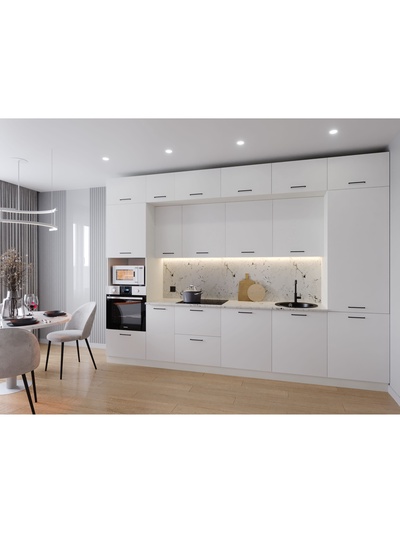 Кухонный гарнитур прямой «ЖЕМЧУГ», 3400×600 мм, цвет жемчуг мрамор марквина белый