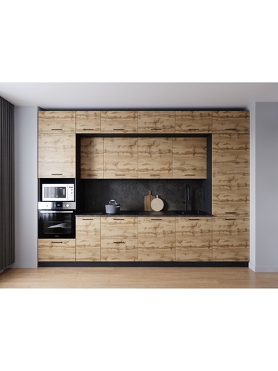 Кухонный гарнитур прямой «КРАФТ», 3400×600 мм, цвет дуб крафт детройт