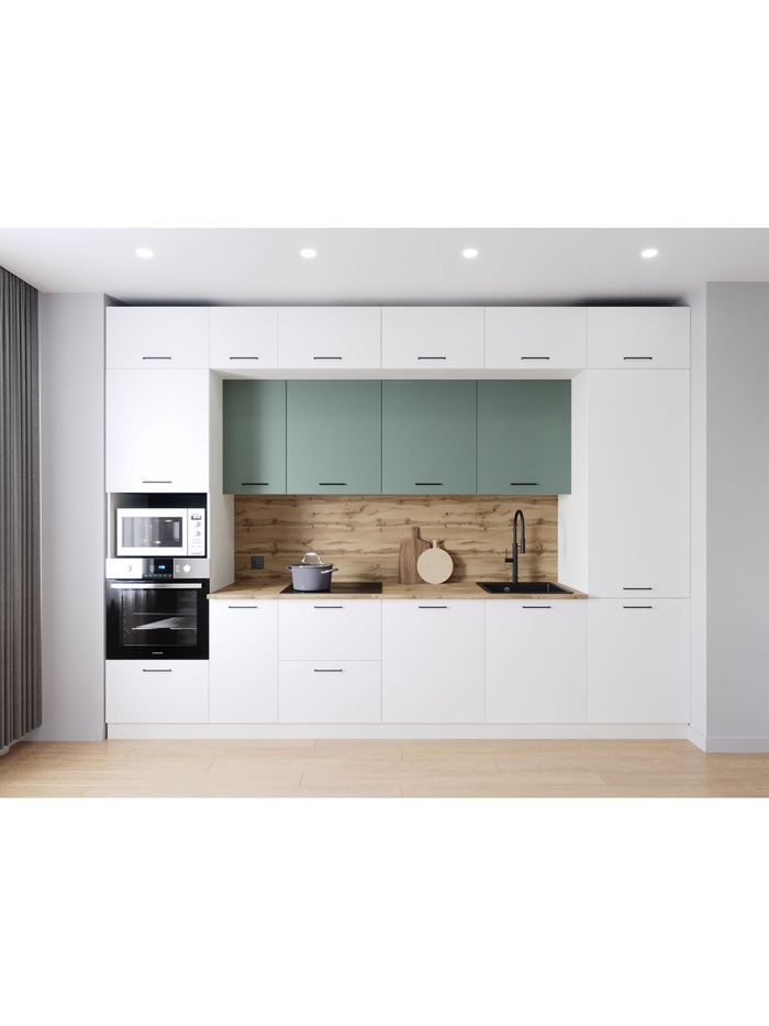 Кухонный гарнитур прямой «МУССОН», 3400×600 мм, цвет жемчуг/муссон дуб Вотан - Фото 1