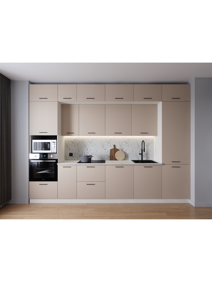 Кухонный гарнитур прямой «ШАМПАНЬ», 3400×600 мм, цвет сатин мрамор марквина белый - Фото 1