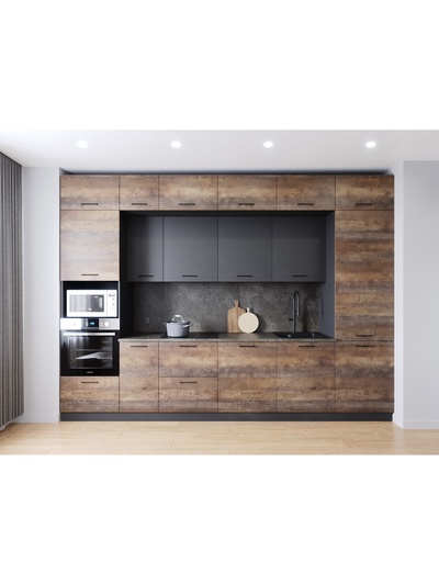 Кухонный гарнитур прямой «ТРАНСИЛЬВАНИЯ», 3400×600 мм, цвет антрацит/трансильвания детройт