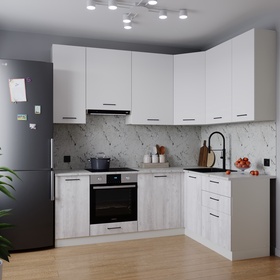 Кухонный гарнитур 2200х1600 мм БЛАНКА столешница Марквина белый 26мм