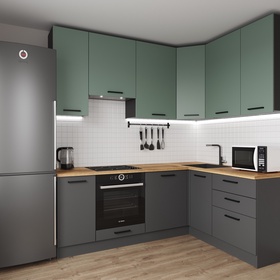 Кухонный гарнитур 2200х1600 мм ИЗУМРУД столешница Вотан 38мм