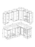 Кухонный гарнитур 2200х1600 мм ИЗУМРУД столешница Вотан 38мм 10991355
