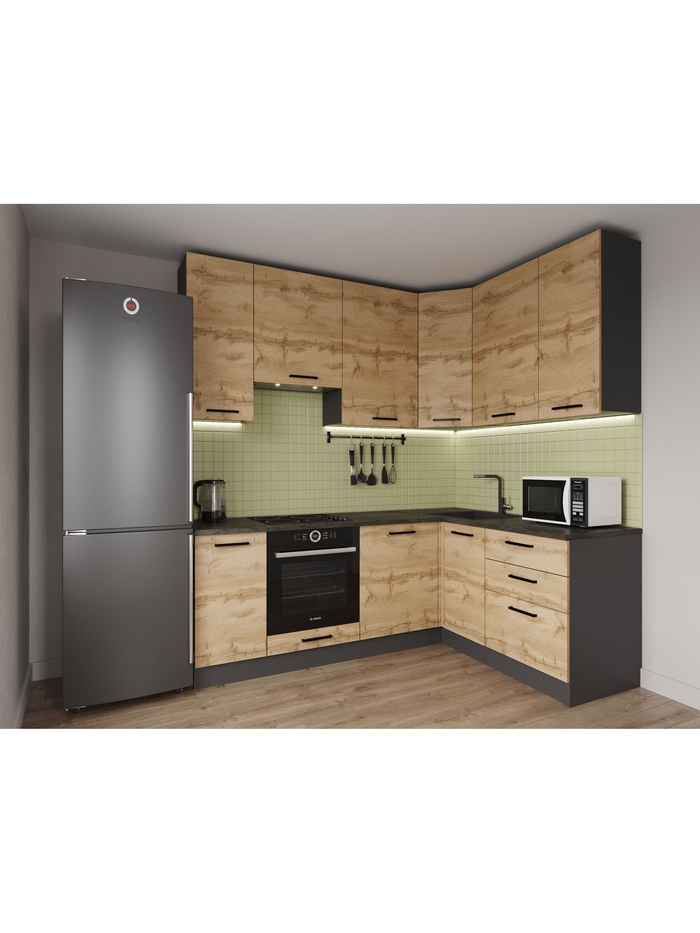 Кухонный гарнитур угловой «КРАФТ», 2200×1600 мм, цвет дуб крафт дуб детройт - Фото 1